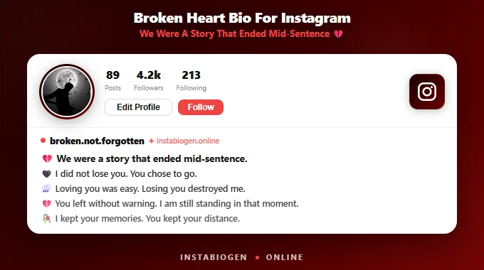 Broken Heart Bio For Instagram